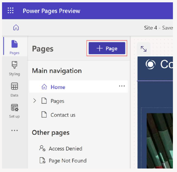 Create page in Power Pages